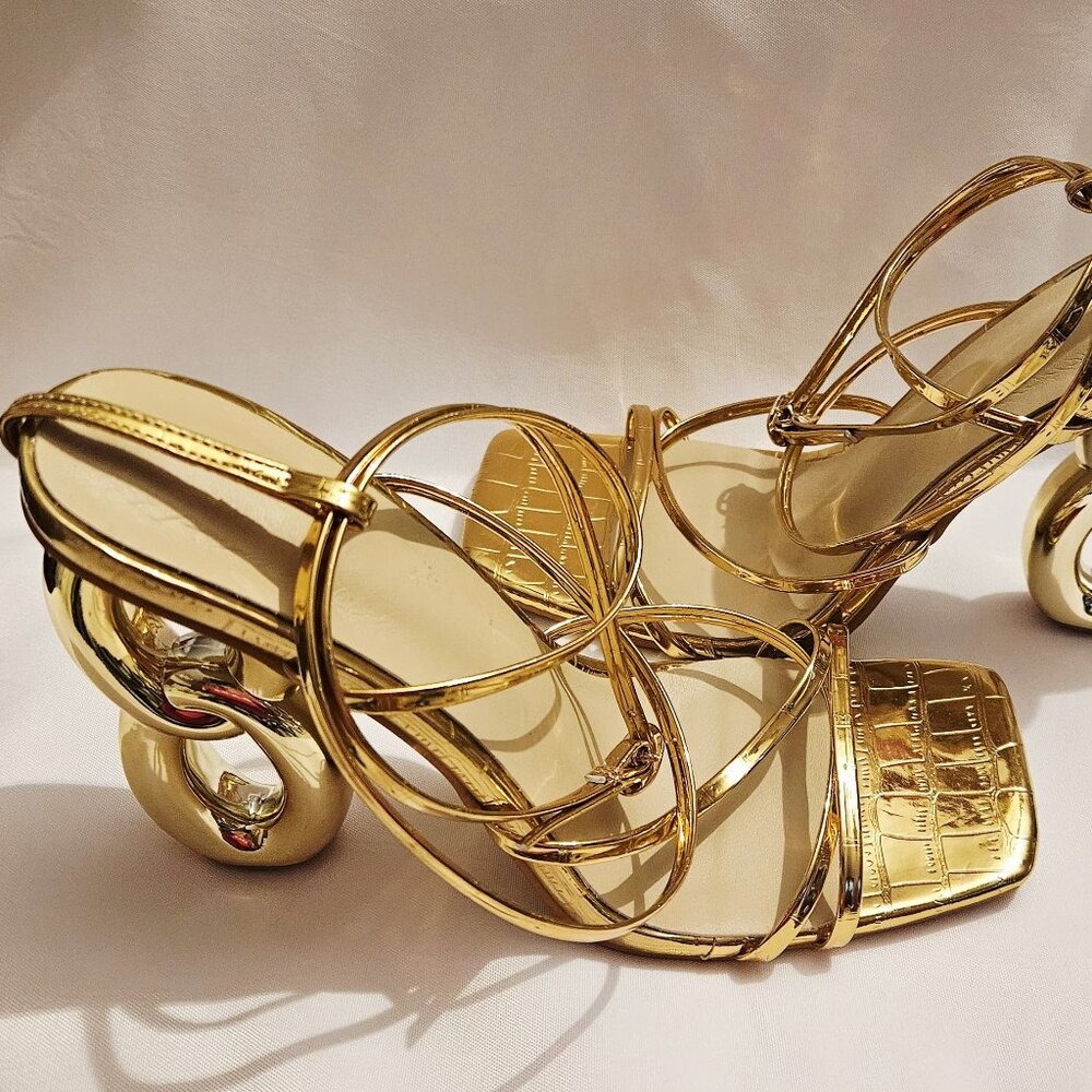 Gold Strappy Heels